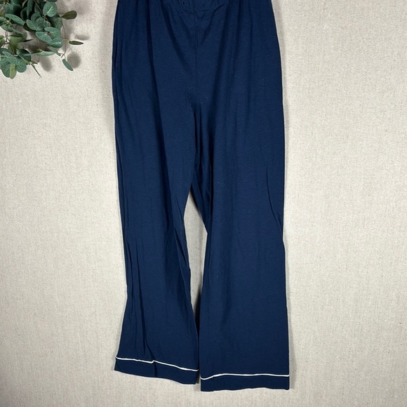 Women's WoolX Harper Navy Pajama Set with White Trim - Picture 13 of 14